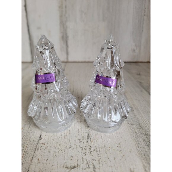 Marquis Waterford crystal tree salt pepper shakers set Xmas - Picture 1 of 5